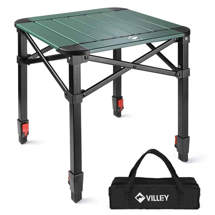

Folding Camping Square Table with Carry Bag, Lightweight Aluminum Adjustable Square Table for Outdoor, Camping, Picnic, Backyar