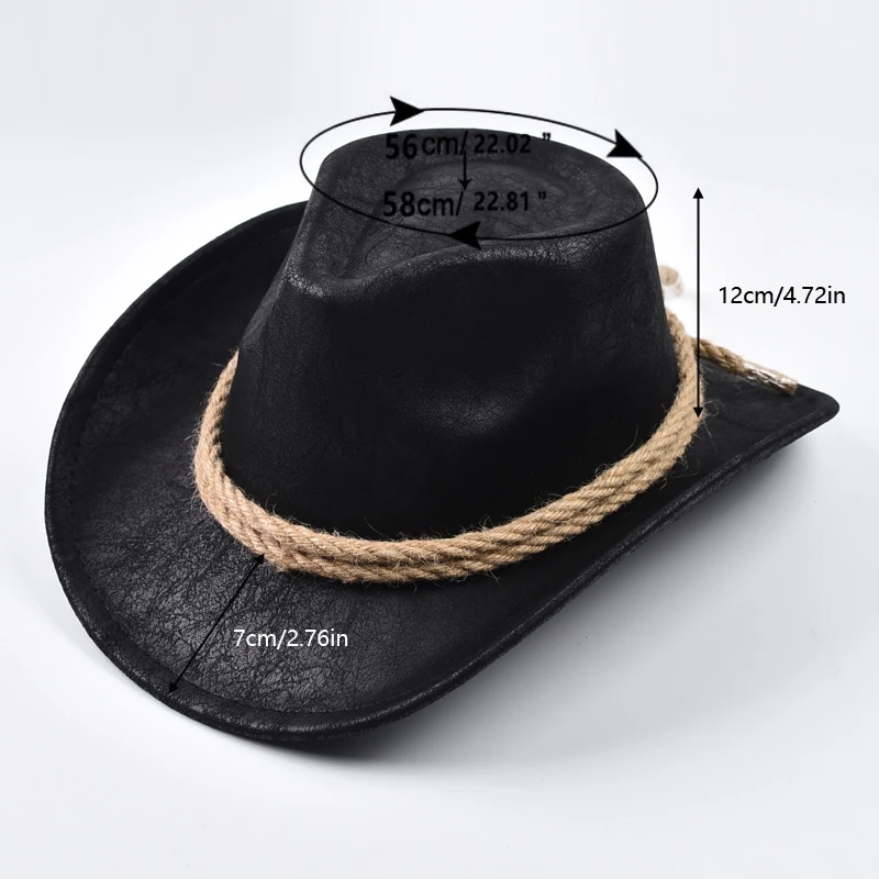 Neue Western Cowboy Hüte Vintage Roll Krempe Gentleman Cowgirl Jazz Hut Feiertage Party Cosplay Hut – Detail 2
