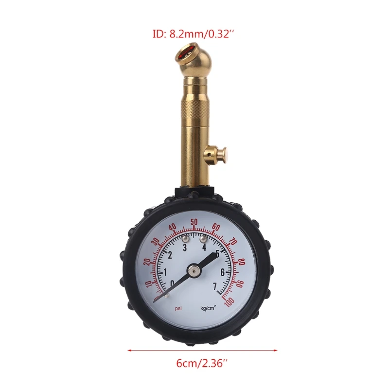 0-100 PSI Tire Pressure Gauge Tire Pressure Measuring Instrument Easy Read Dial Type Gauge for Car Bicycle Motorcycle