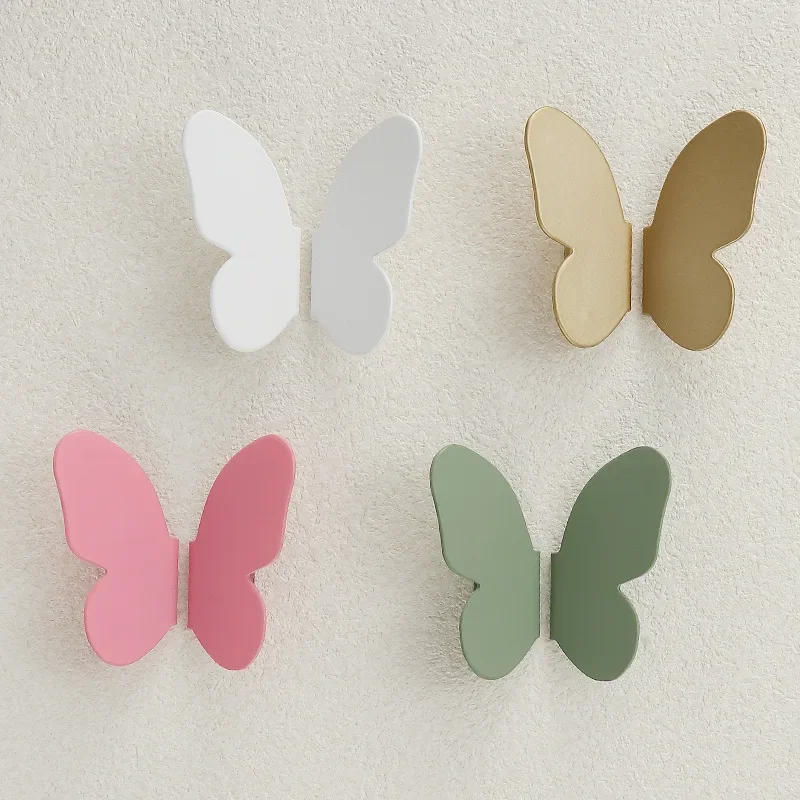 1Pair Children's Room Color Butterfly Cabinet Pull Door Handle Nordic Light Luxury Wardrobe Door Drawer Handle for Furniture