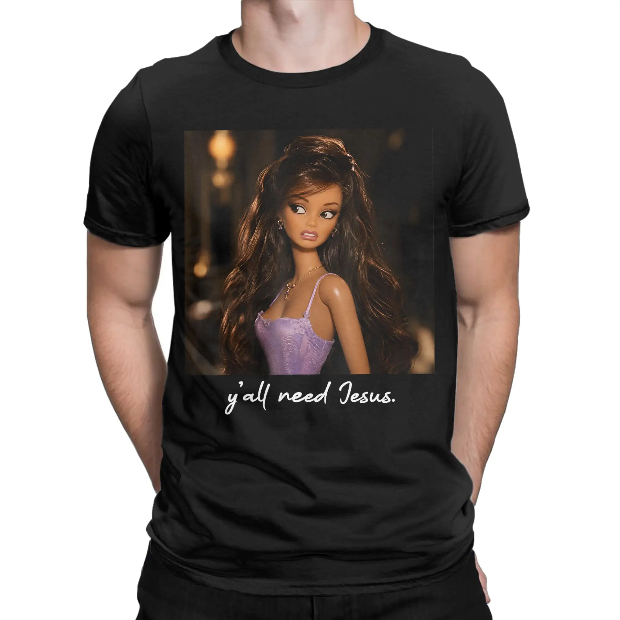 Y‘all  Need Jesus Disgusted Face Christian Funny Meme T Shirt Men 100% Cotton Vintage T-Shirts Crewneck  Tees Short Sleeve Tees