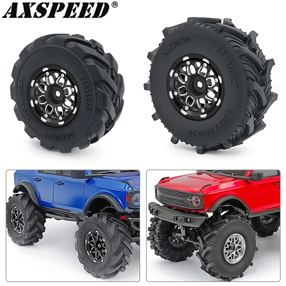 AXSPEED 4PCS 1.0 "ruote per terreni fangosi pneumatici mozzi Set per 1/18 TRX4M Bronco Defender, 1/24 Axial SCX24 accessori