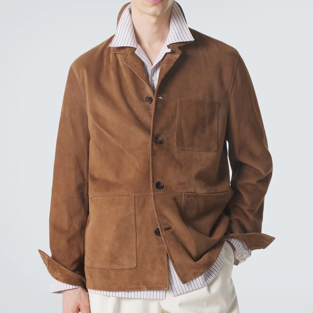 

Fashion Suit Jackets for Man Jackets High Quality Lapel Urban Blazers Artificial Suede Fabric Single-breasted Casual Style Suits