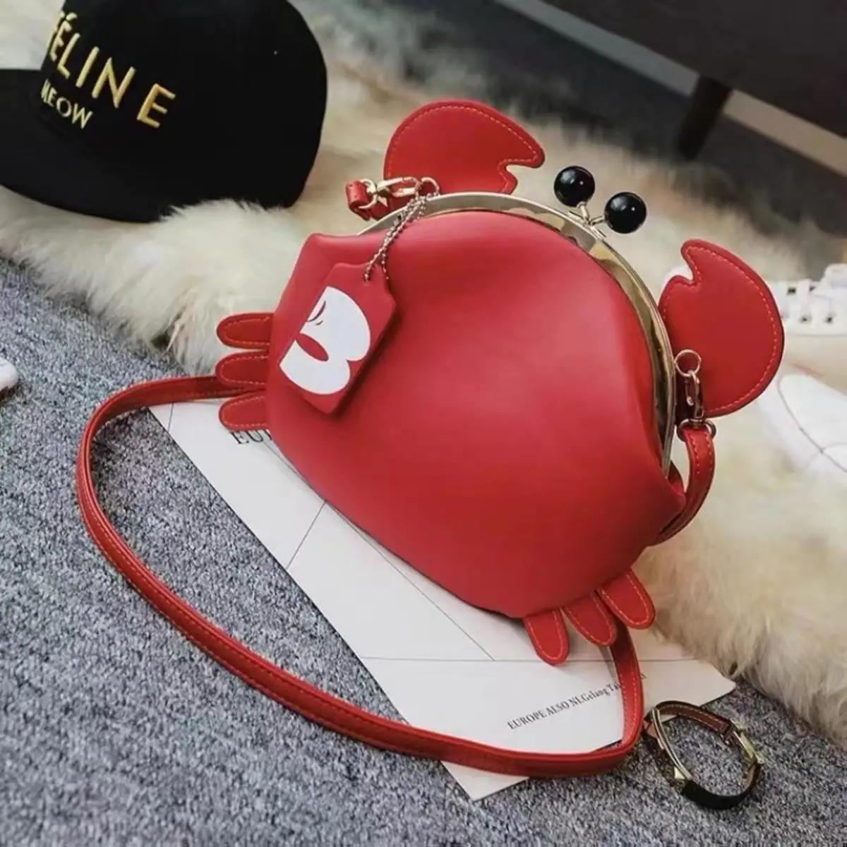 Cute Crab Bag Women\'s Shoulder Crossbody Trendy Mini Chain Hanging Clip Small Bag Handbag