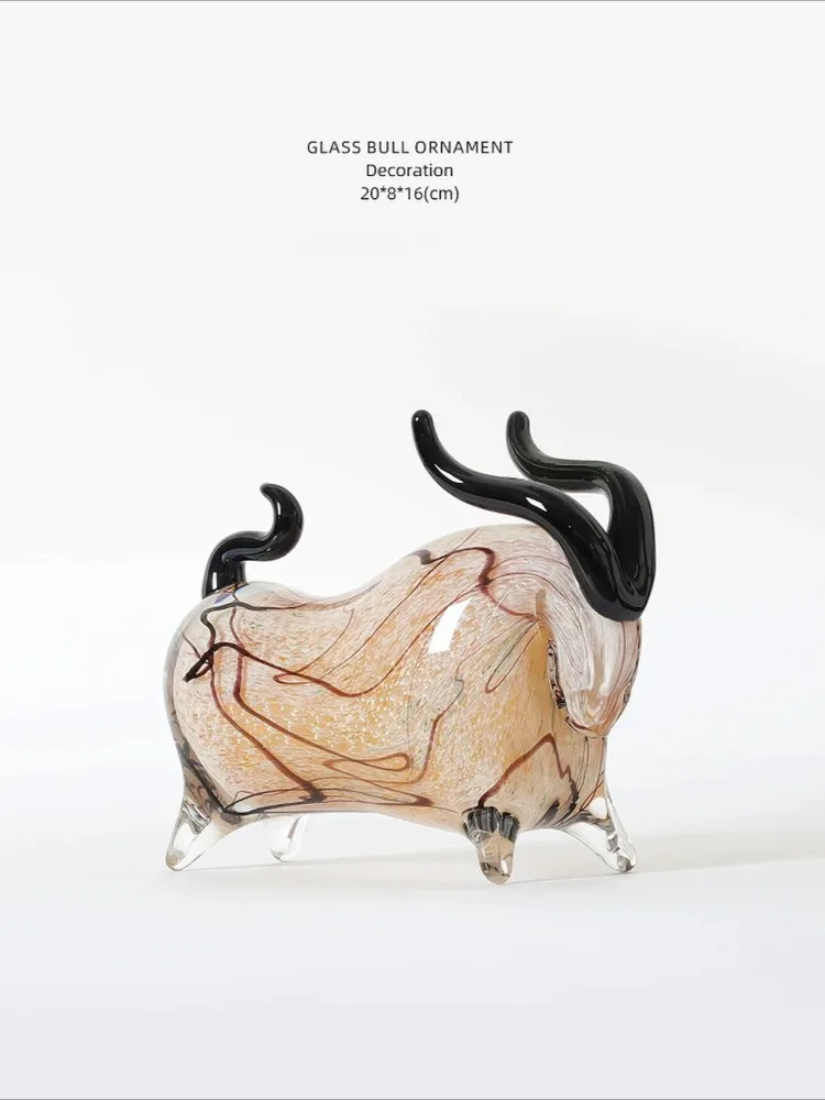Niu Yun Heng Tong Zhaocai Glass Bull Ornament Desktop Living Room Decoration Sample Room Study Office