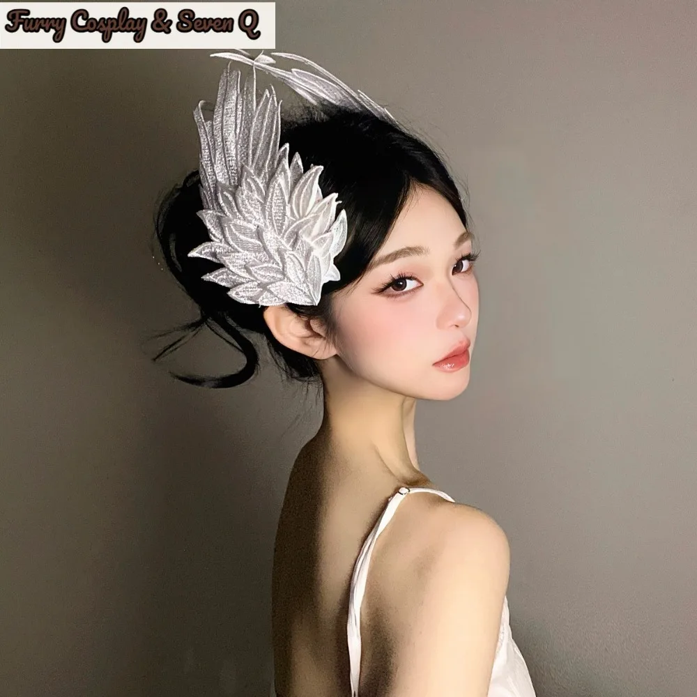 1/2Pcs Angel & Devil Wing Hair Clips Black/White Feather Roleplay Hairpins Side Clips Cosplay Costume Hair Accessories for Women
