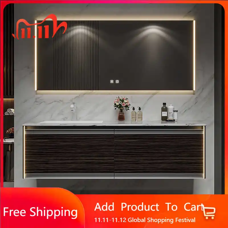 

Luxury Modern Bathroom Cabinet Luxury Stone Light Wall Tall Storage Cabinet Organizer Portable Mirror Banyo Dolabi Furniture