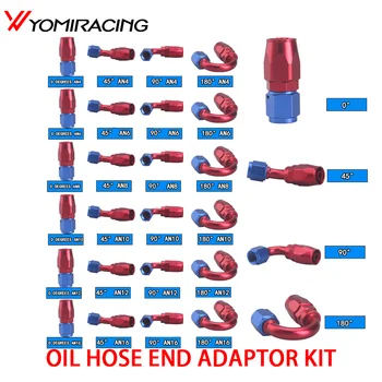 ユニバーサルモーターサイクルアダプターキット,4および6 AF8 AN10ストレートアダプターキット,45 90 120度,180度,油圧式