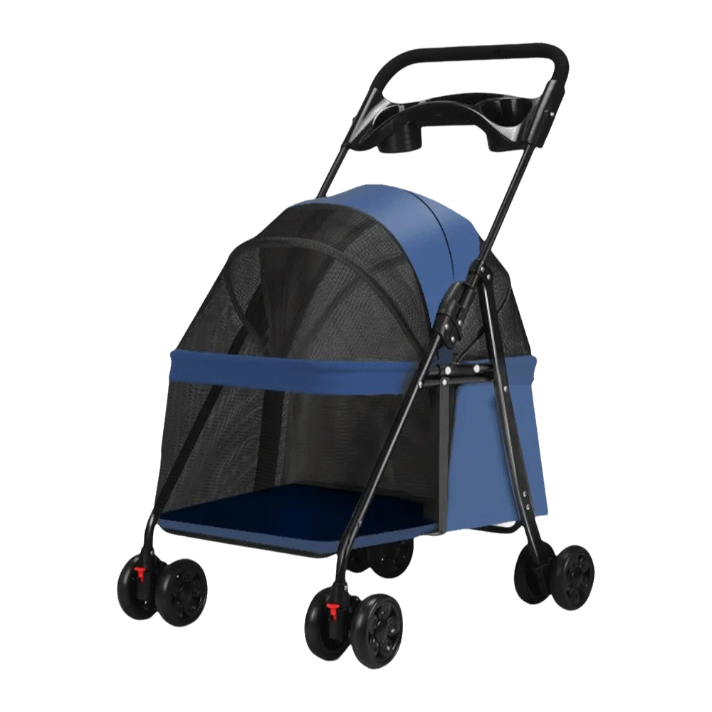 Dog Stroller Foldable Pet Stroller 4 Wheels Dog & Cat Pet Trolley Carrier Steel Frame Compact Pet Push Cart City Walks