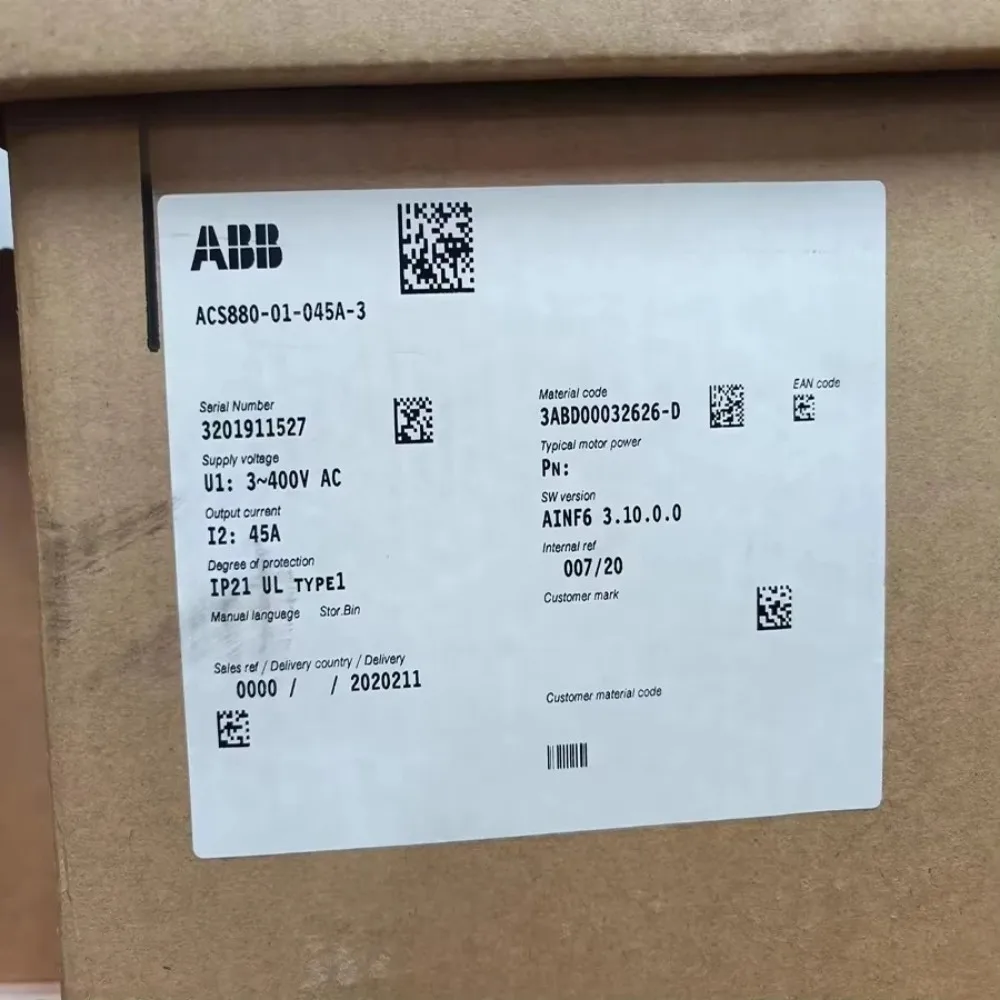 Low Cost VFD110KW ACS880-01 Series VFD Inverter IP21 3 Phase 500V 3 Phase Variable Frequency Inverter AC Frequency Converter