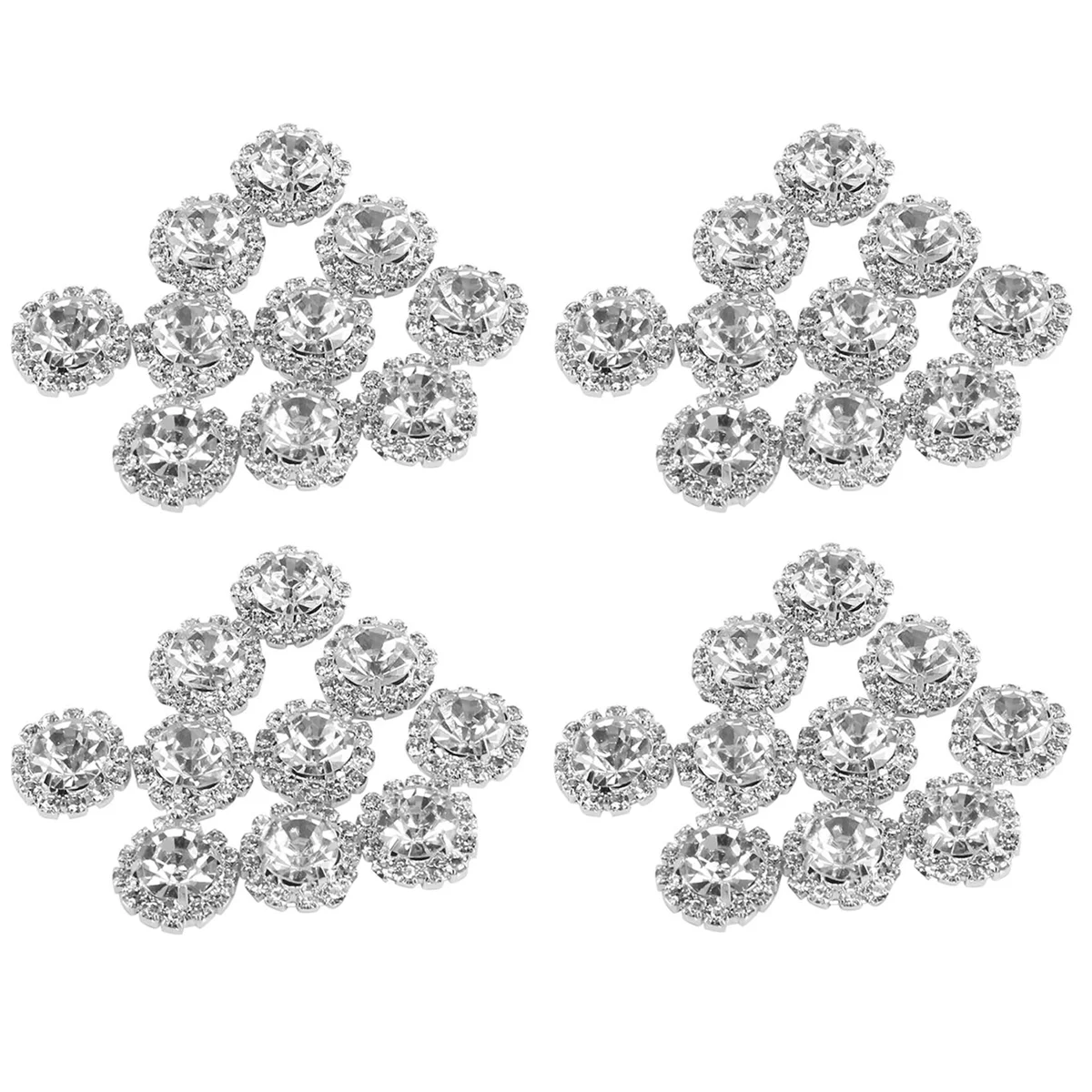 Botão Crystal Rhinestone, Decoração traseira plana, DIY, Clear, 15mm, 40 Pcs