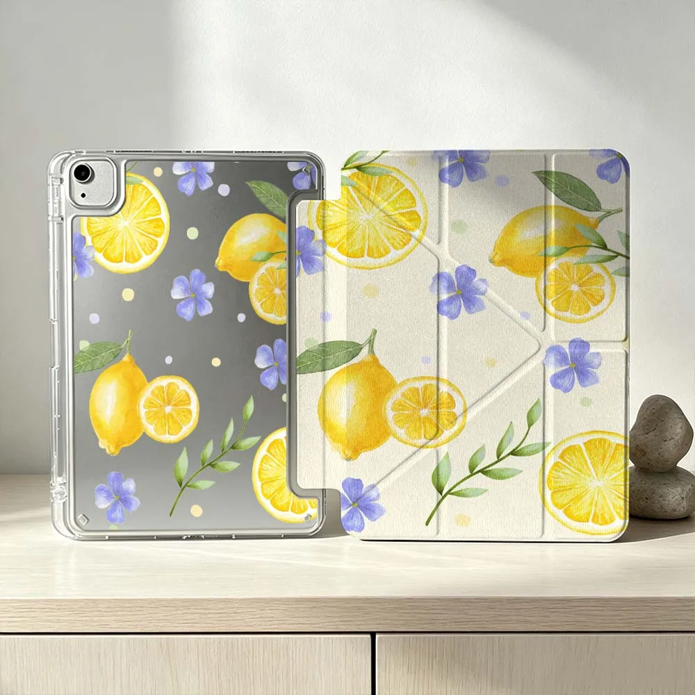 Stylish Lemon Pattern For iPad Pro Air mini 6 5 4 3 2 1 11th 10th 6th 5th M5 M4 M3 M2 9gen Foldable 3Y Tablet Case Soft