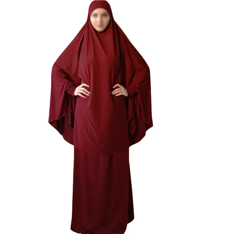 Jilbab-ropa de oración Abaya para mujer, conjunto musulmán de 2 piezas, falda con capucha, traje de caftán musulmán, ropa islámica, túnica para mujer musulmana