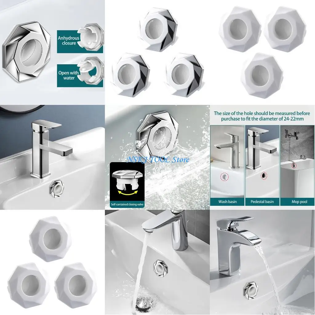 

L8RC Pack of 3 Overflows Covers for Bathroom Sink and Kitchen Supplies Basins