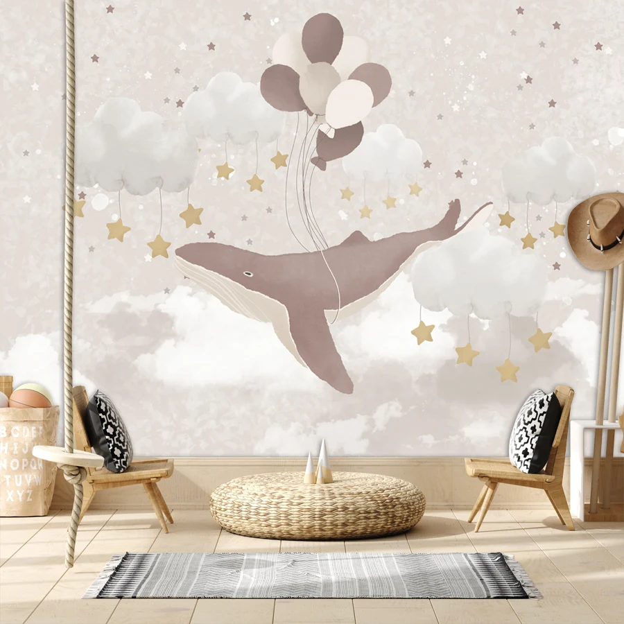 Removable Peel and Stick Optional Wallpapers for Bedroom Walls Decoration Kids Wall Papers Home Decor Nursery Whale Mural Prints