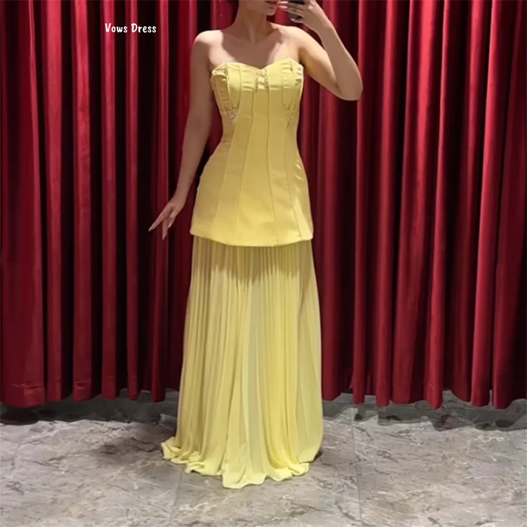

Vows Custom Made Robe Soiree Chiffon Luxurious Party Dress Line A Evening Dresses Woman Elegant Prom Dresses 2025 Tube Top