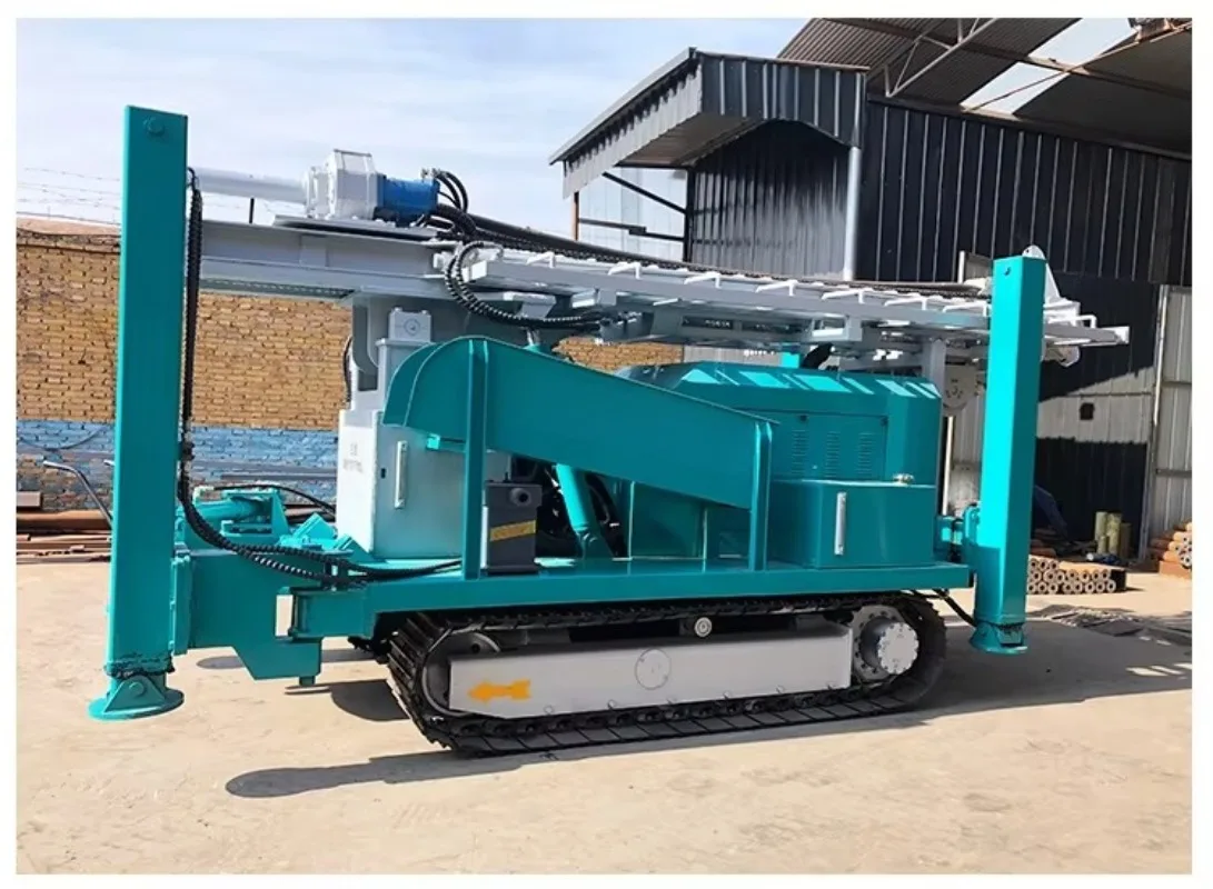 Diesel Engine Powered Crawler Hydraulic Water Well Drilling Rig Pump Motor Max 200m Depth 20L/min Flow 500mm Drilling Diameter
