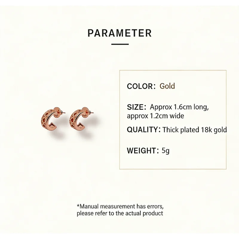 Roségold Hexagramm Runde Ohrstecker für Damen, 18K Vergoldet, Premium-Ohrringe, Leichter Luxus Vintage-Stil Schmuck Geschenk – Detail 2