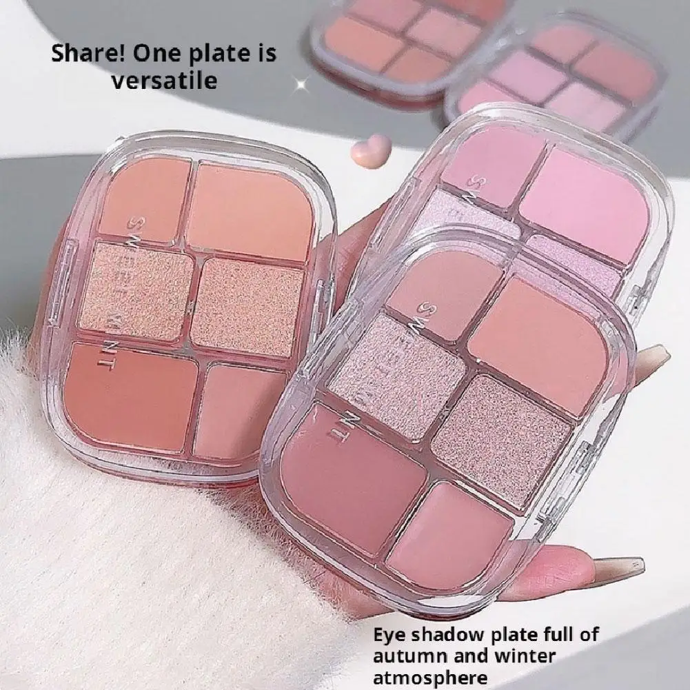 Sei colori rosa opaco palette di ombretti glitter opaco illumina crema fard occhi bassi baco da seta trucco quotidiano sdraiato saturo Z8E0