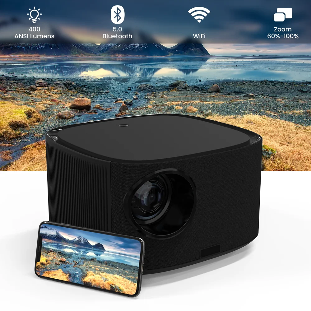 LED Mobile Phone House TV LCD 1080P Android 9.0 Home Theater Portable Wifi Miracast Lcd Video Projector