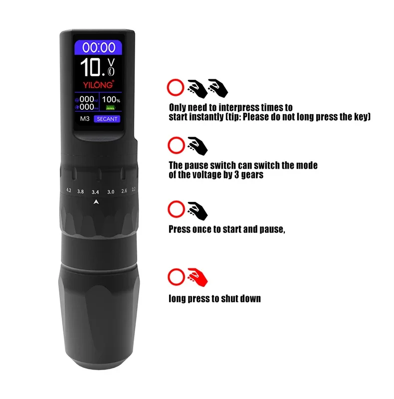 Professional Wireless Tattoo Machine Portable Battery Rotary Pen 6 Adjustable Stroke 2.2-4.2mm Body Makeup For Tattoo Artists