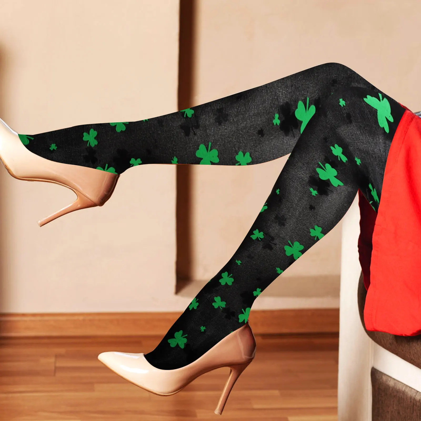 

3 пары женских чулок выше колена с декором в виде клевера Патрика, праздничные аксессуары для костюмов и фотосессий