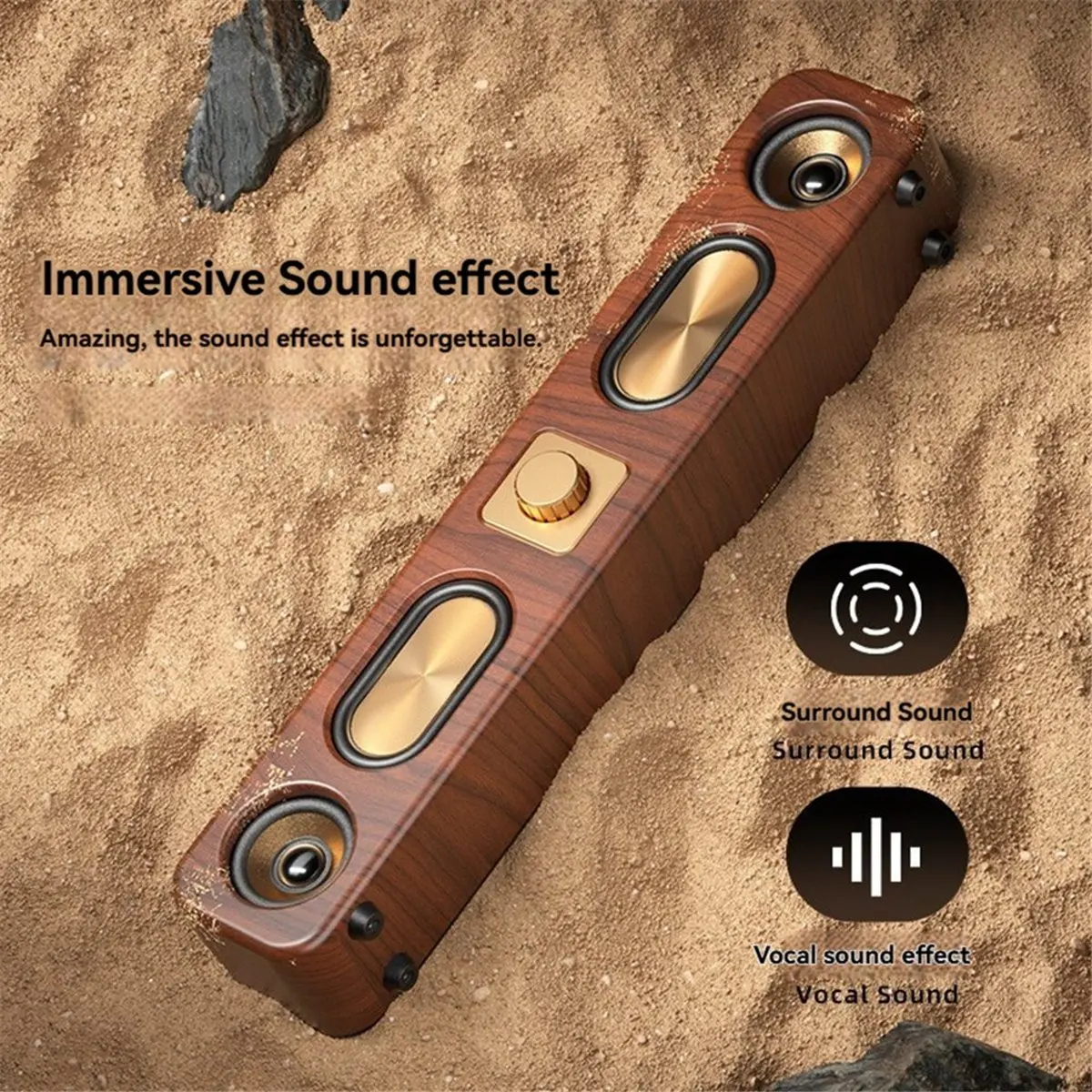 2026 جديد + سماعات بلوتوث خشبية المحمولة الصوت بار HiFi بطاقة ستيريو الكمبيوتر المنزلي سطح المكتب اللاسلكية الصوت راديو FM مضخم الصوت