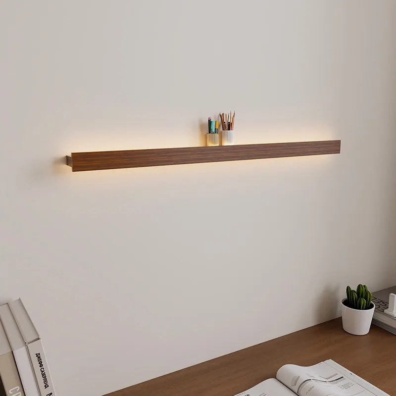 New Chinese black walnut stowable wall lamp bedroom bedside strip living room background lamp