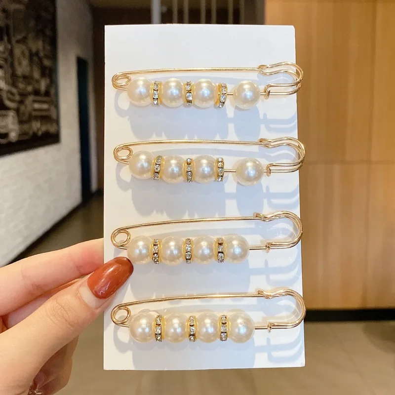 Elegant Temperament Alloy Pearl Brooch Exquisite Joker Ladies Dress Brooch Anti-Exposure Pearl Pin Waistband Pin