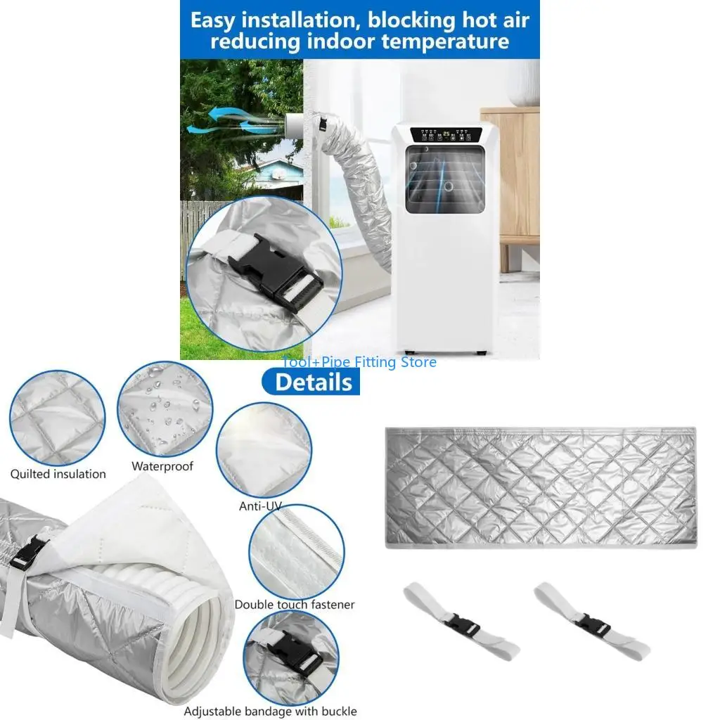 F92B AC Exhaust Hose Wrap Cover with Adjustable Straps for Portable Unit Setups