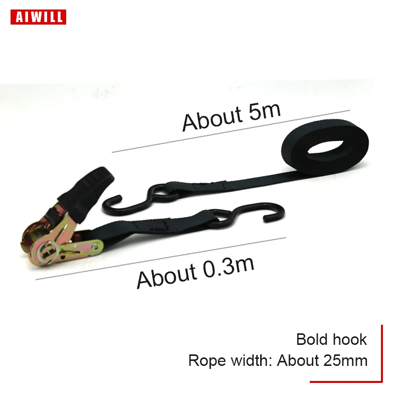 AIWILL 2/4 Portable Auto Luggage Trailer Ratchet Tie Down Strap 8-shaped Hook Brake Strap Binding Belt For Motorcycle Heavy-Duty