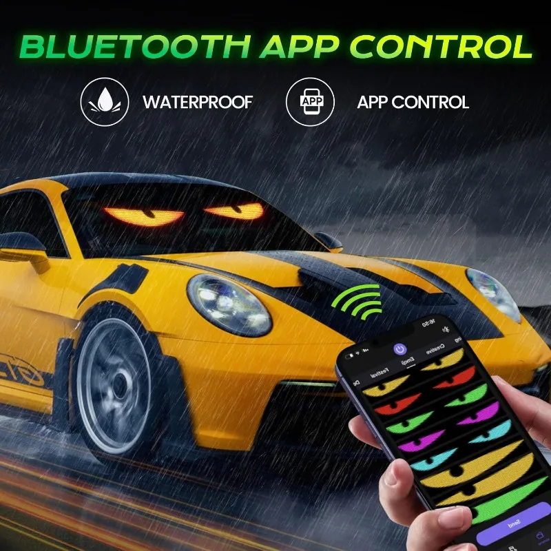 2 قطعة عيون الشيطان مصباح ليد للسيارات بلوتوث App التحكم الديناميكي شخصية أضواء العين الكبيرة لسيارة شاحنة الزجاج الأمامي #3