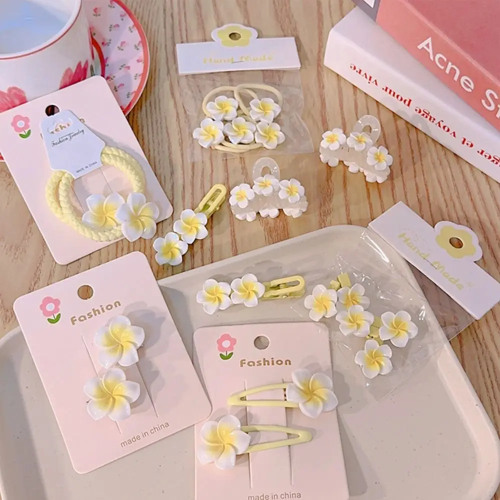 Hair Rope Plumeria Flower Hair Clip Hair Clip Hair Accessories Egg Flower BB Clip Yellow Traditional Flower Barrette Children