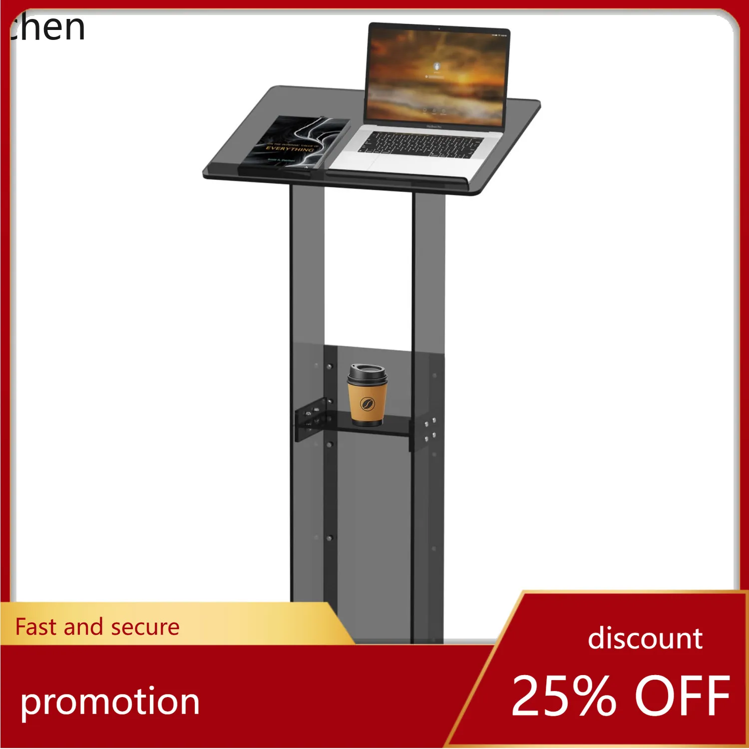 

Hxl acrylic podium with storage shelf movable professional presentation desk