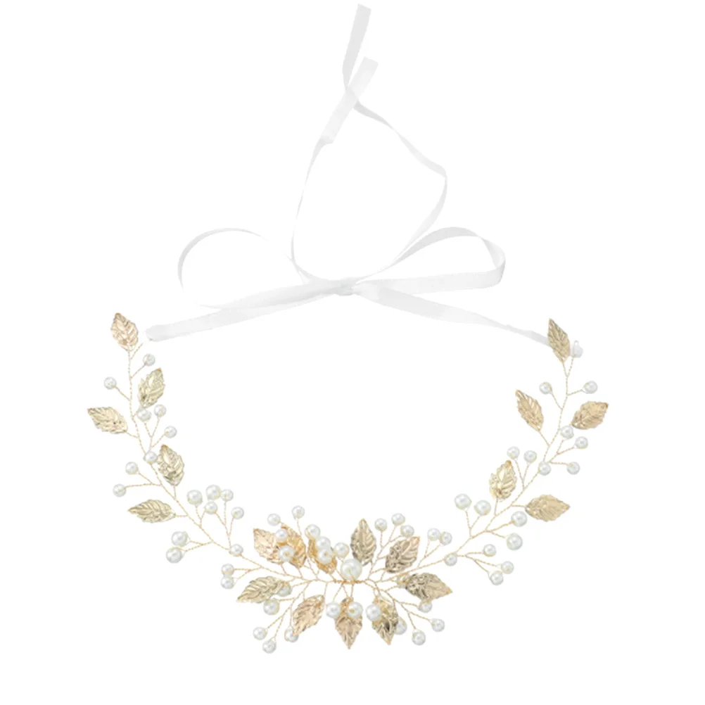 Classic Pearl Headband Golden Leaves Bridal Headpiece Elegant Hair Decoration for Women Wedding Events Wedding Headband
