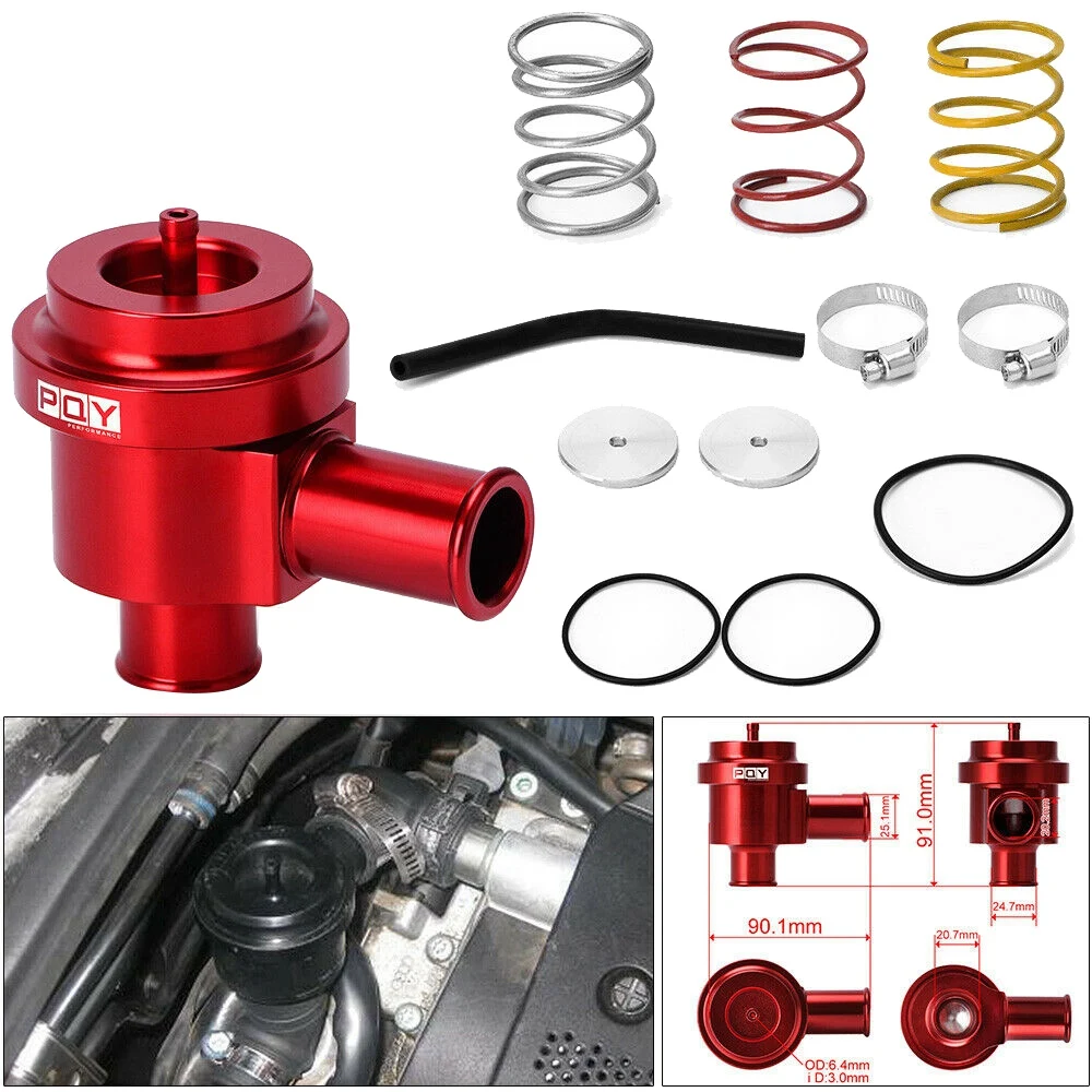 for Beetle Golf Jetta -Audi 1.8T 2.7T 98-05 Aluminum Blow Off Valve Turbo BOV Diverter Valve Kit Red