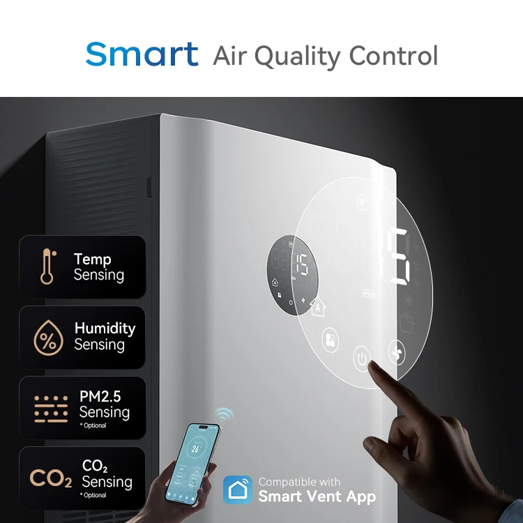 .100m3/h air Recuperator Wall Mounted Erv Hrv Silent Operation Multiple Installation Options Home Energy Recovery Ventilation
