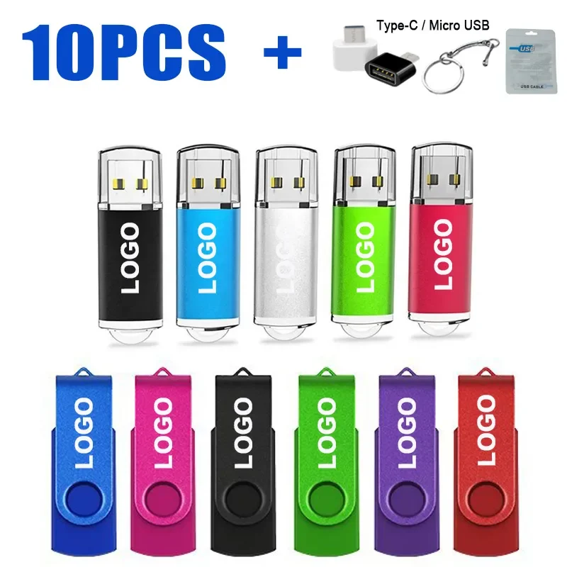 10Pcs/lot USB 2.0 Flash Drive 64GB 128GB Pen Drive 16GB Pendrive 32GB Disk On Key USB Stick 1GB 2GB 4GB 8GB Memory Flash Disk