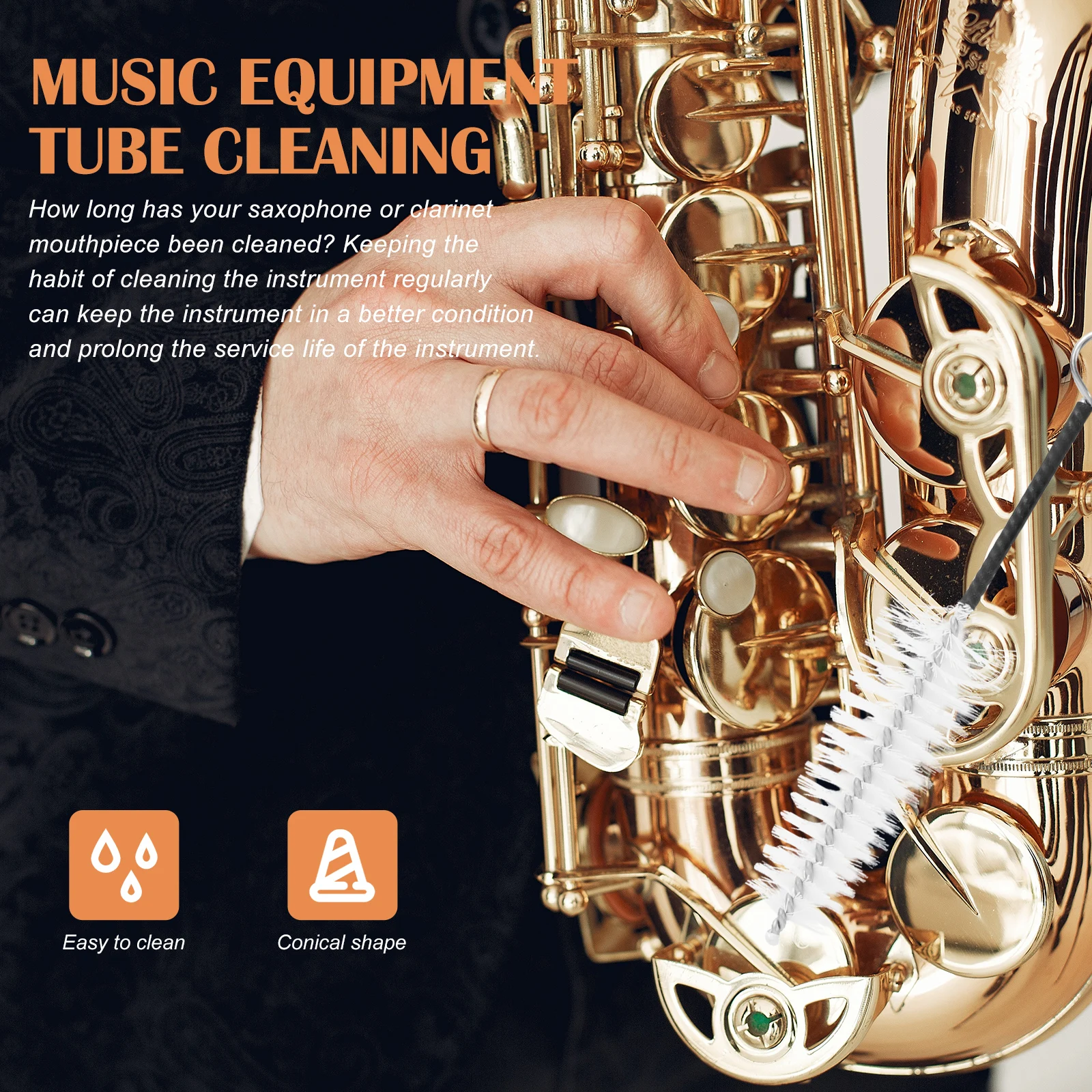 

4 Pcs Mouthpiece Cleaning Brush Sax Saxophone Neck Instrument Cotton Flute Tools Brass Horn Kit Tenor