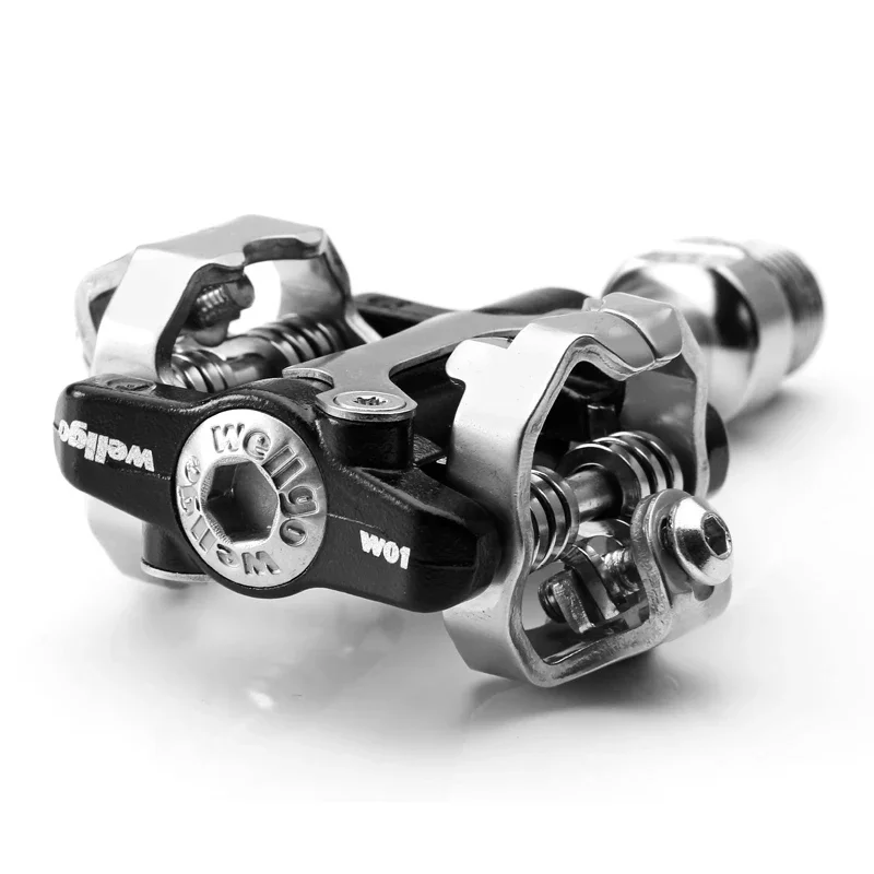 Wellgo W-01 MTB Bicycle Pedal Aluminum Alloy Sealed Bearing Clipless pedal SPD-SL system self-locking Pedals with cleat