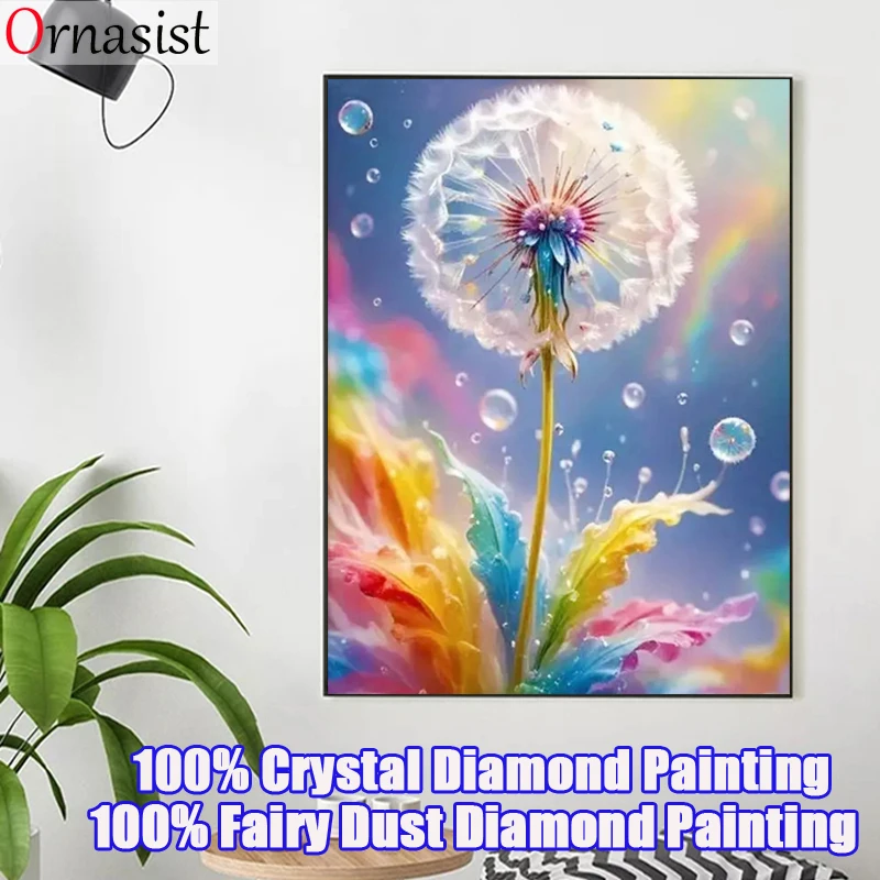 DIY Fairy Dust Drill Diamond Painting Flower Full Crystal Mosaic Cross Stitch Landcape Embroidery Kits Dandelion Handmade Gift