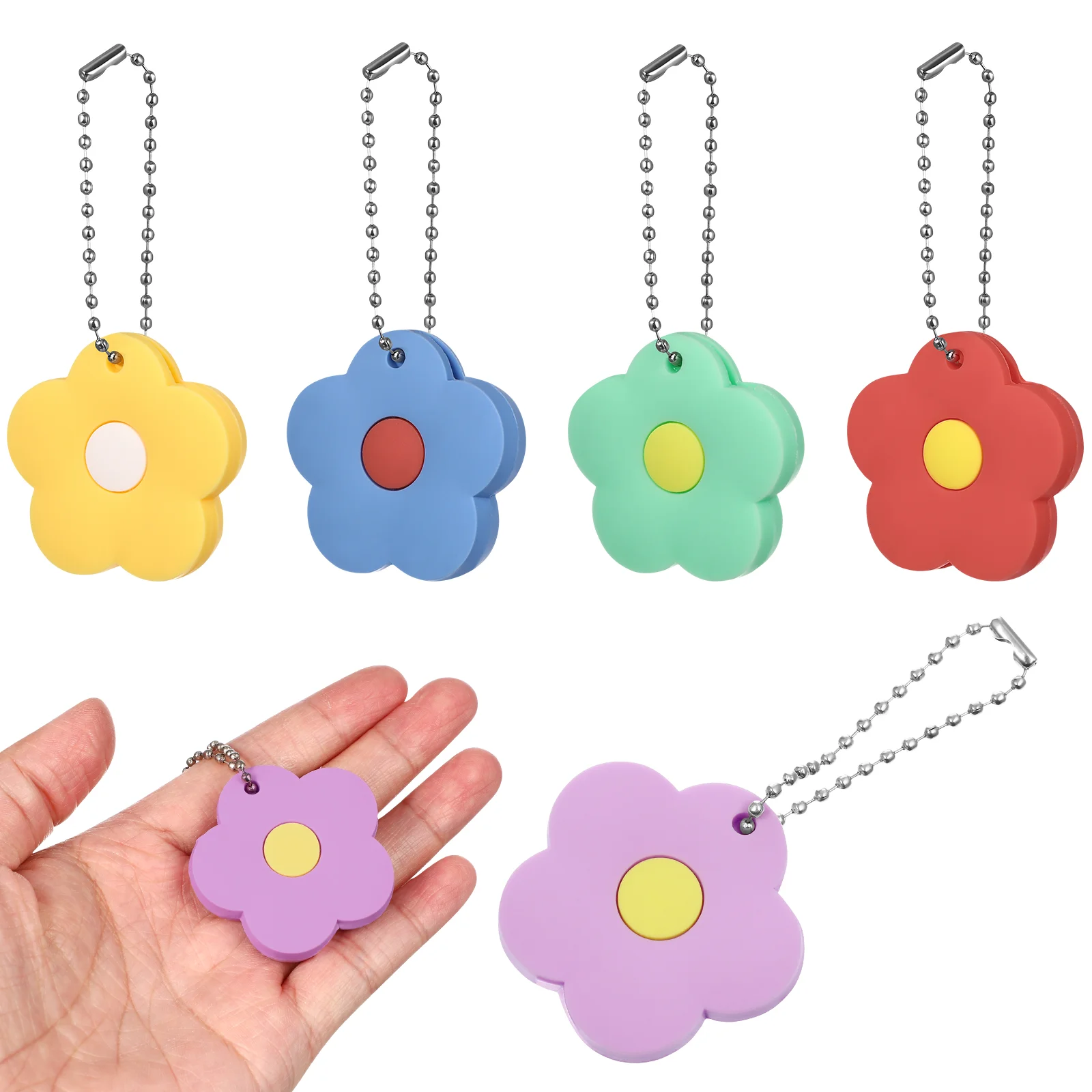 5 Pcs Key Tag Set Identifiers Covers Keys Caps Tags Keychain Fob Colored Protector Cute for House