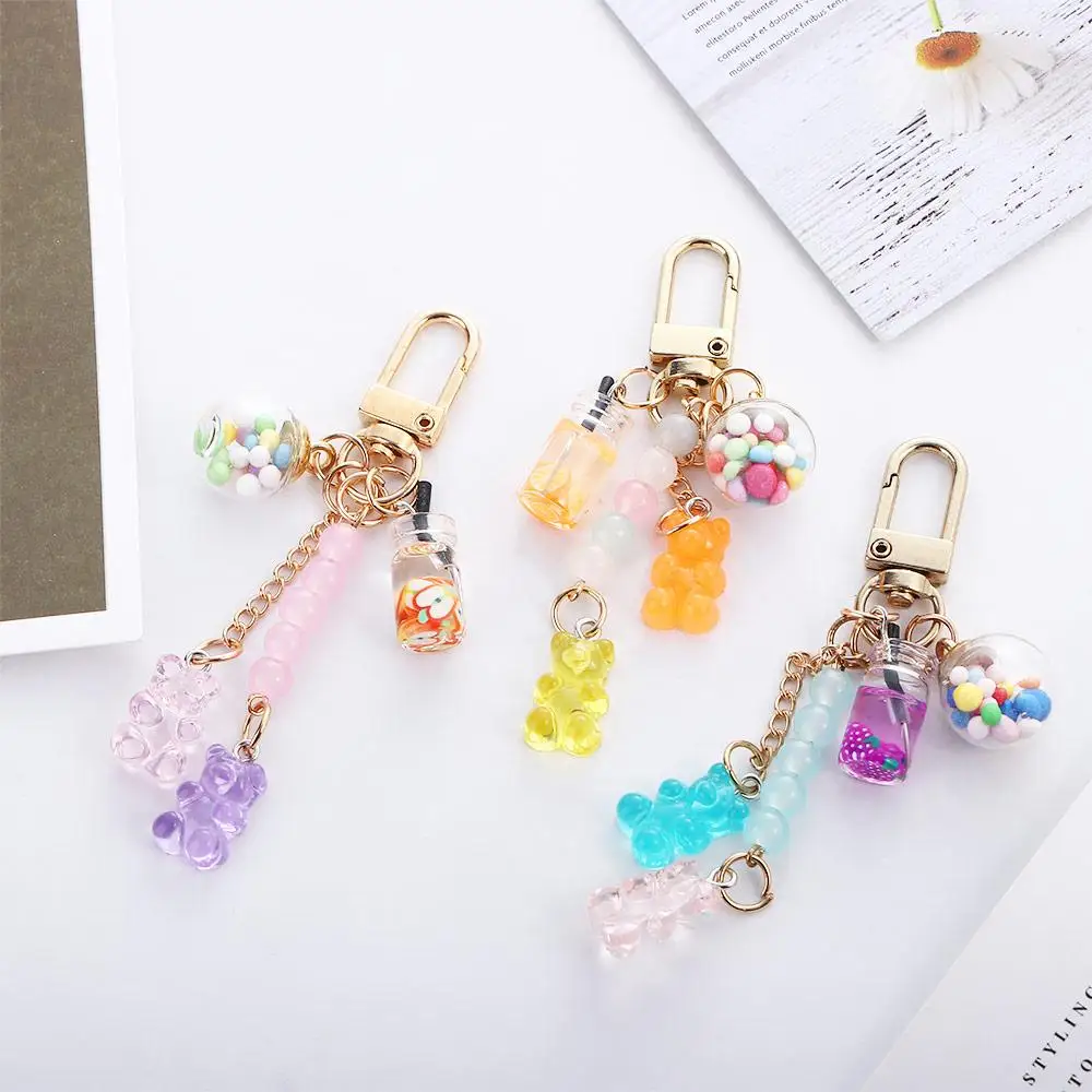 

Unisex Cute Bag Pendant Women Candy Acrylic Key Ring Bear Key Chain Fashion Accessories Keyholder