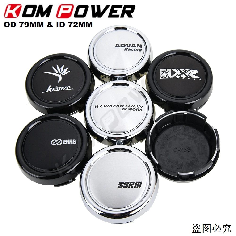 4PCS OD 79MM / ID 72MM Wheel Cover Cap ADVAN WEDSSPORT KRANZE SSR XXR ENKEI WORK Emblem Sport Rim Center Cap Hubcap