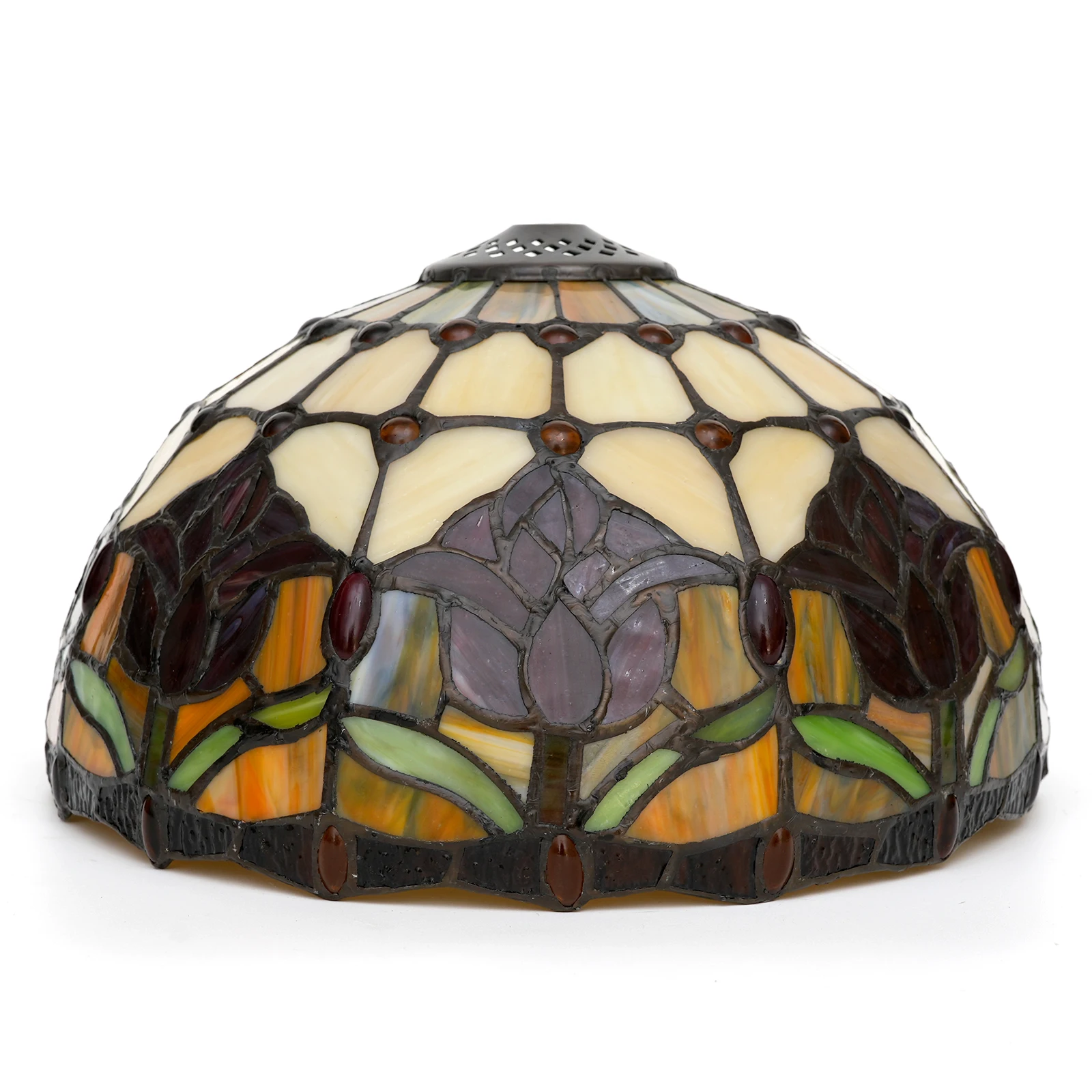 Ceiling Lamp shade Replacement Only 12 Inch Red pink Stained Glass Tulip Flower Style Lamp Shade Decorative for Table  Lampshade