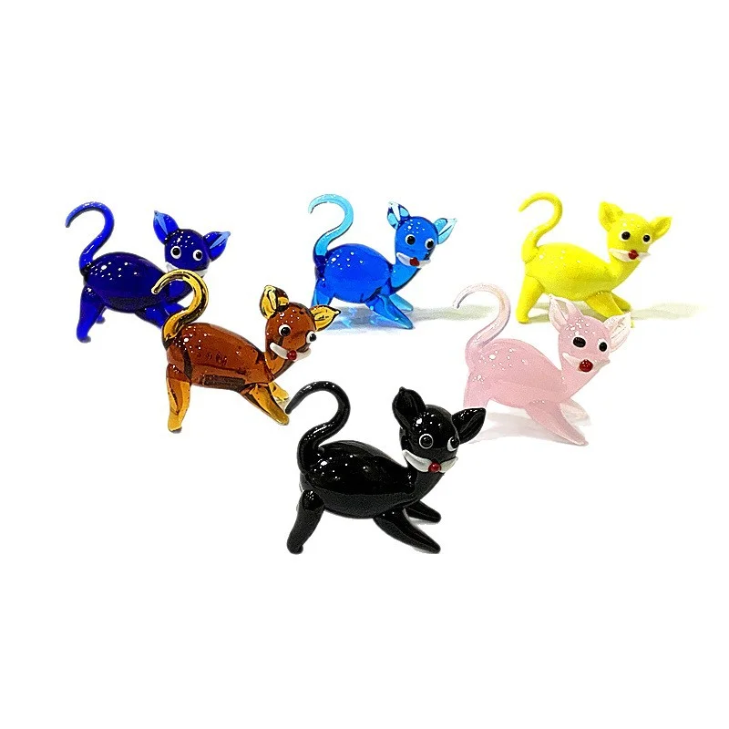 

Miniature Glass Cat Figurine Cute Animal Statue Ornament Home Table Living Room Decor Collection Festival New Year Gift for Kids