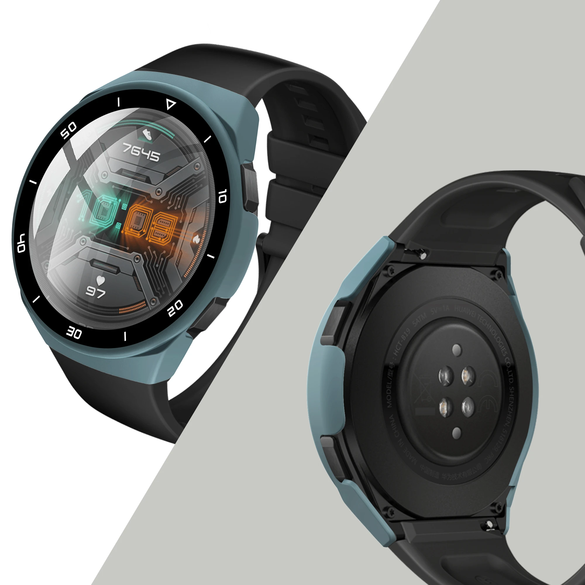 من الصعب كامل حافة الزجاج حامي الشاشة حافظة شل الإطار لهواوي GT 2e/GT2 E الرياضة ساعة GT2e واقية الوفير غطاء الملحقات