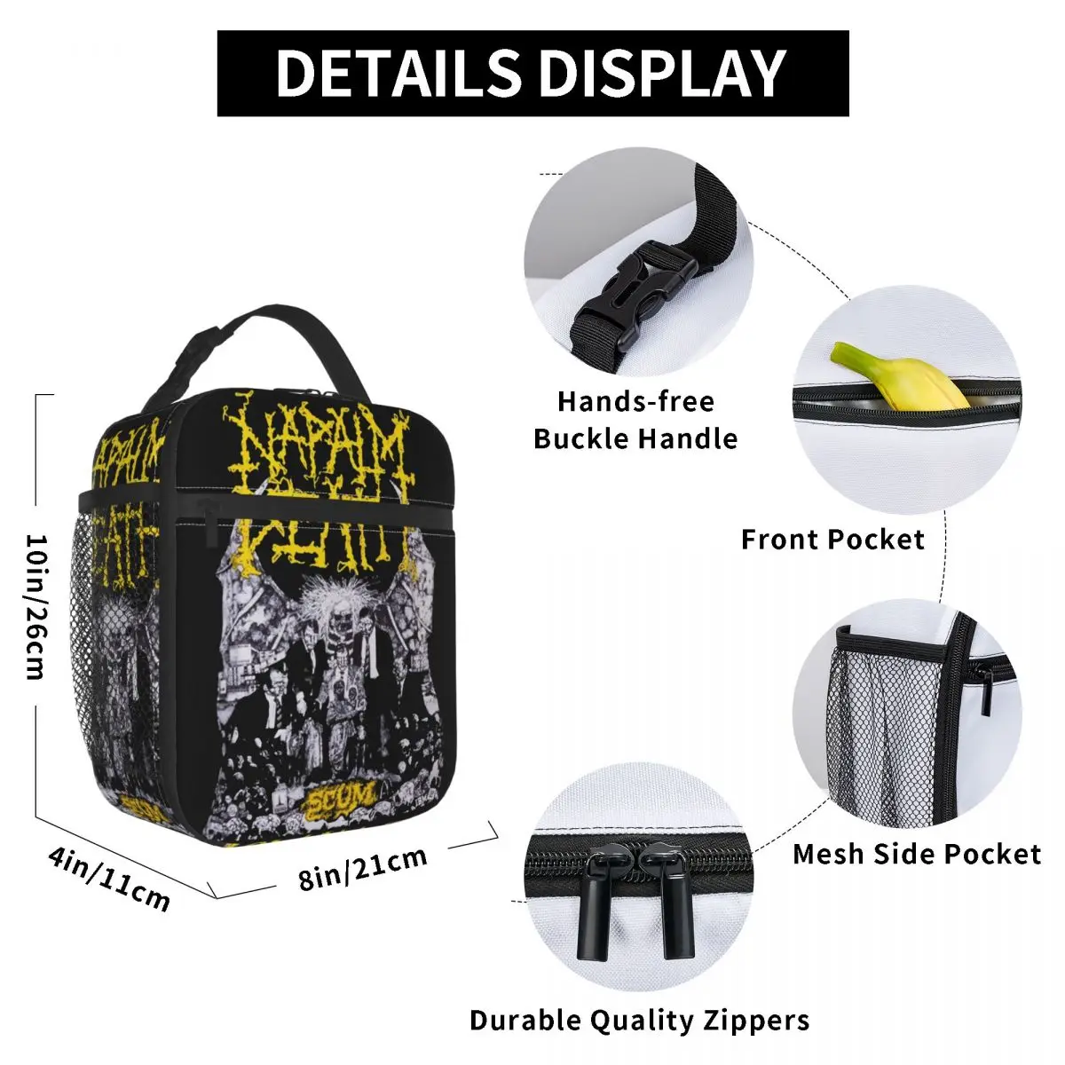 Insulated Lunch Box Napalm Death Black Metal Band Merch Storage Food Box Fashion Cooler Thermal Lunch Box For School