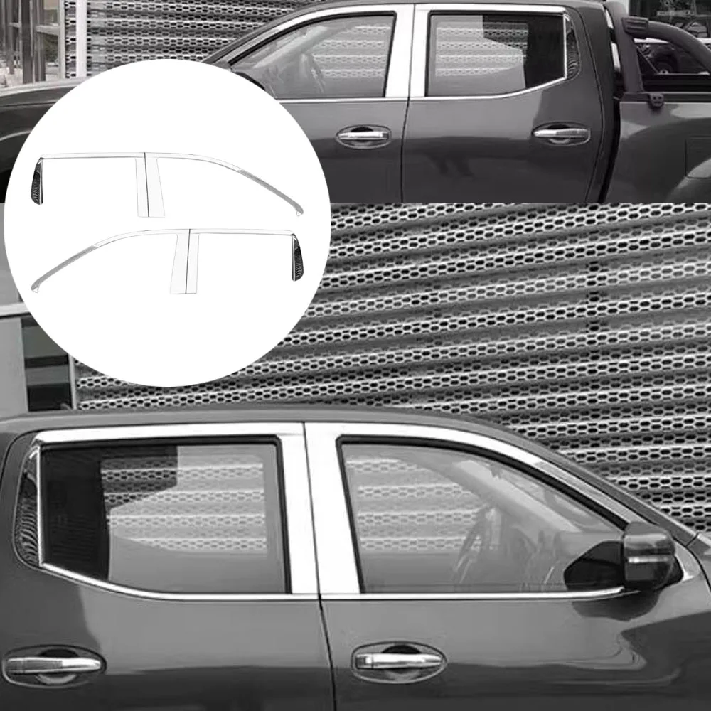 

Sticker Frame Hood Steel Glass Window Garnish Pillar Middle Column Trim For Nissan Navara NP300 ST 2017 2018 2019 2020 2021-2022