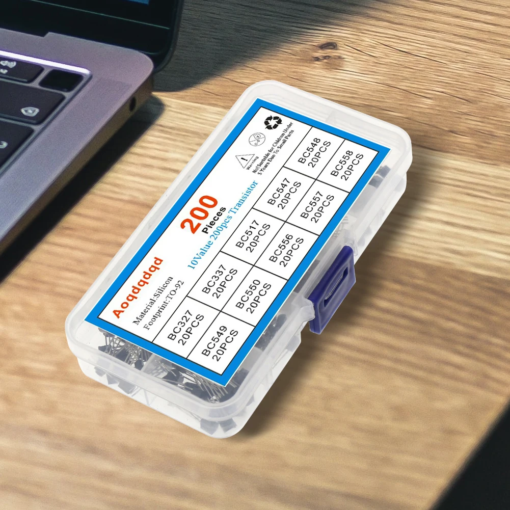 200 Buah Set Transistor 10 Nilai TO-92 Kit Transistor Kotak Beraneka Ragam BC327 BC337 BC517 BC547 BC548 BC549 BC550 BC556 BC557